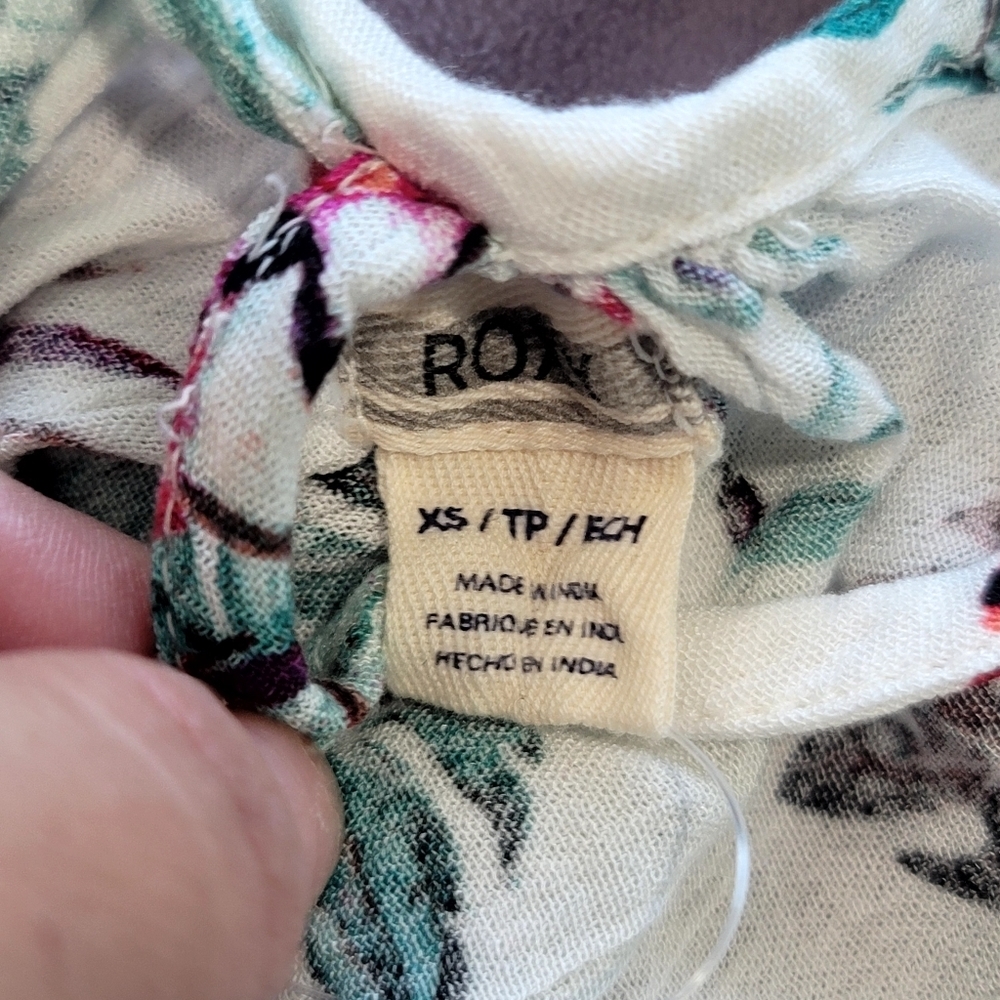 NEW Roxy Wind Fly Away Strappy Dress Tropical Print size XS oversized flowy - Picture 9 of 10